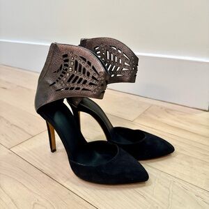 IRO black suede and metallic heels